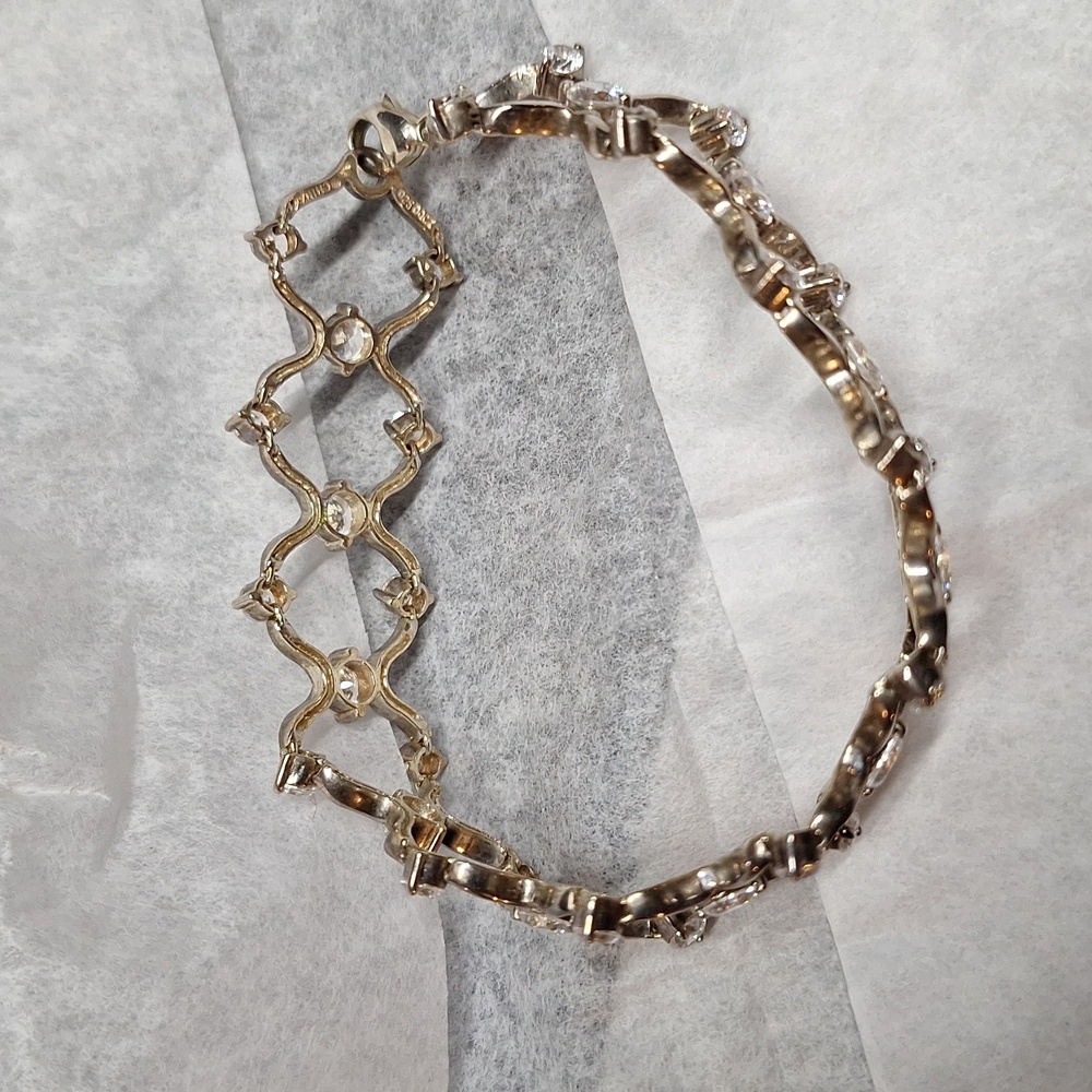 Vintage Cubic Zirconia 925 Silver Bracelet - Picture 2 of 7